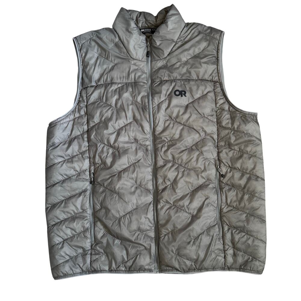 Outdoor Research Vest Mens XL Gray Quilted Insulated Zip Puffer Superstrand LT